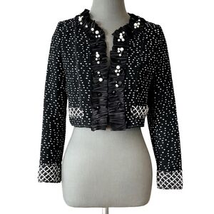 Dress Jacket Luxury Maria Grazia Severi Designer Cropped Blazer Beaded Cardigan